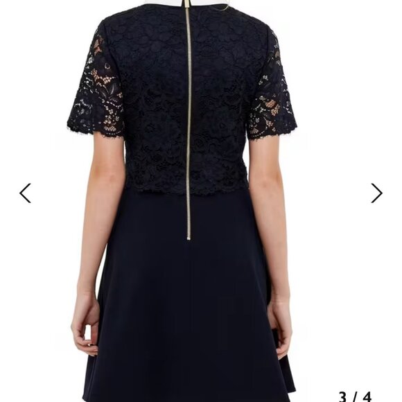 Ted Baker Dixxy Layered Lace Dress in Dark Navy - Picture 3 of 11